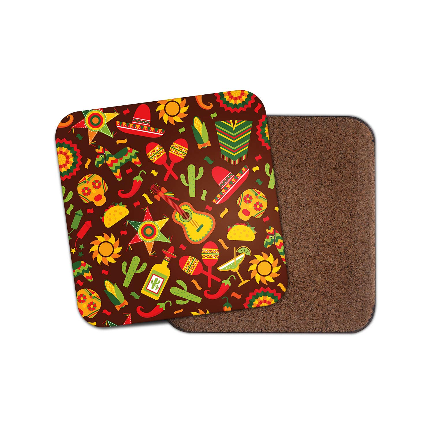 Destinationvinyl Multicolor 1 X Mexican Theme Coaster - Tequila Cactus Sombrero Sugar Skull Fun #14752