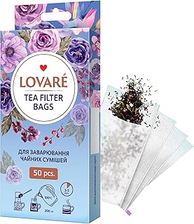 Hot & Iced Tea Filter Bags, 50 Pack - Paper Tea Bags for Loose Leaf Tea and Coffee - Compact Empty Tea Bags for Loose Tea - Easy to Use Fillable Tea Bags for Loose Tea