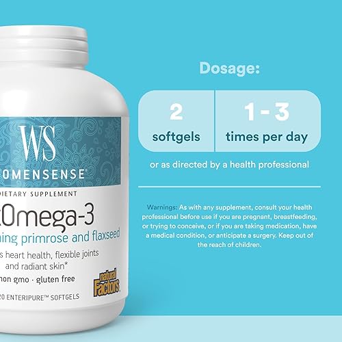 Miniatura 3 de WomenSense by Natural Factors, aceite de pescado RxOmega-3, apoya un corazón y articulaciones saludables con aceite de onagra, Omega-3 DHA y EPA,