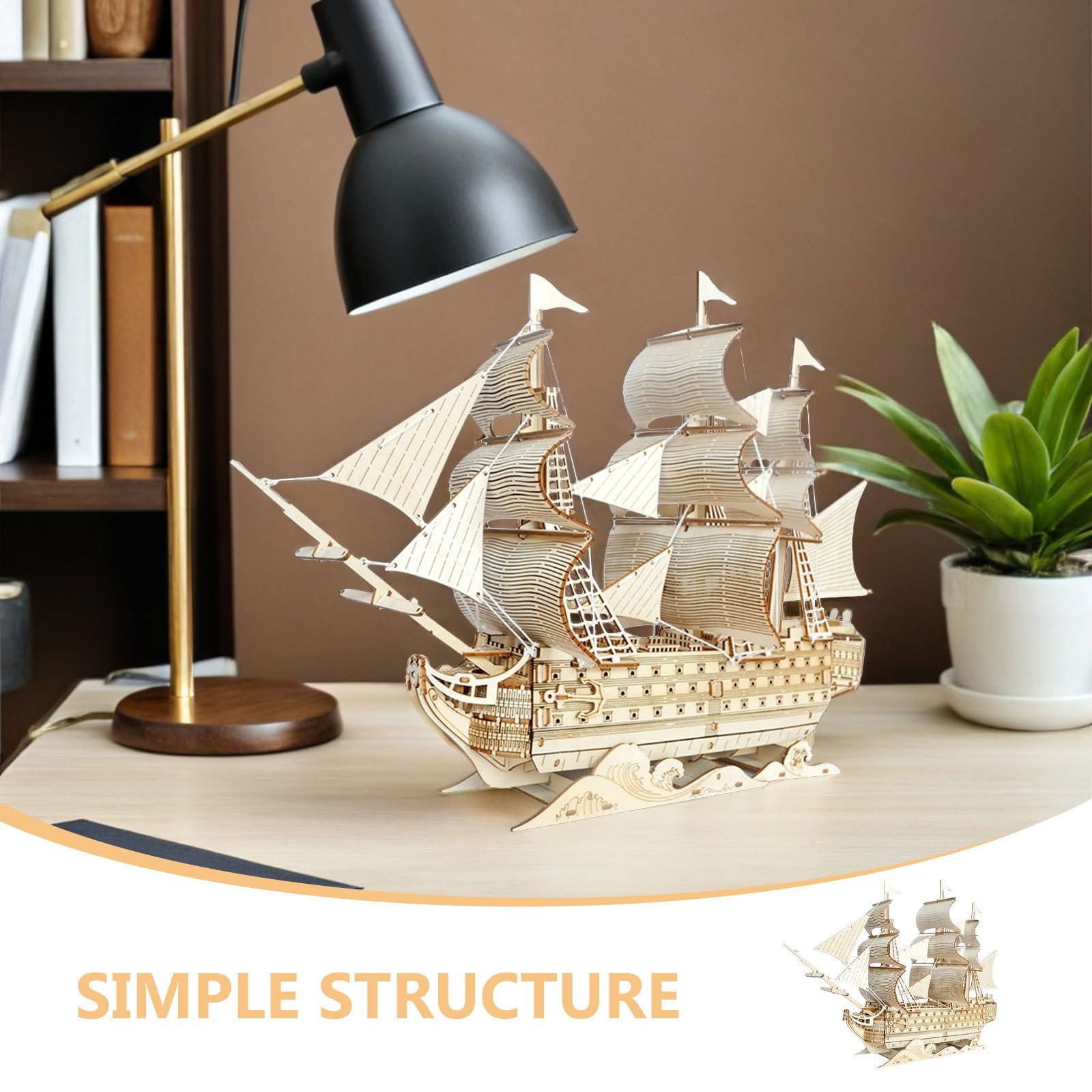 Alipis Maqueta de Barco de Madera 3d DIY para Adultos, Modelo de Barco Vela Antiguo sin Pintar, Kit de Construcción de Maquetas Náuticas para Decoración de Mesa Inspirada Océano, Adorno