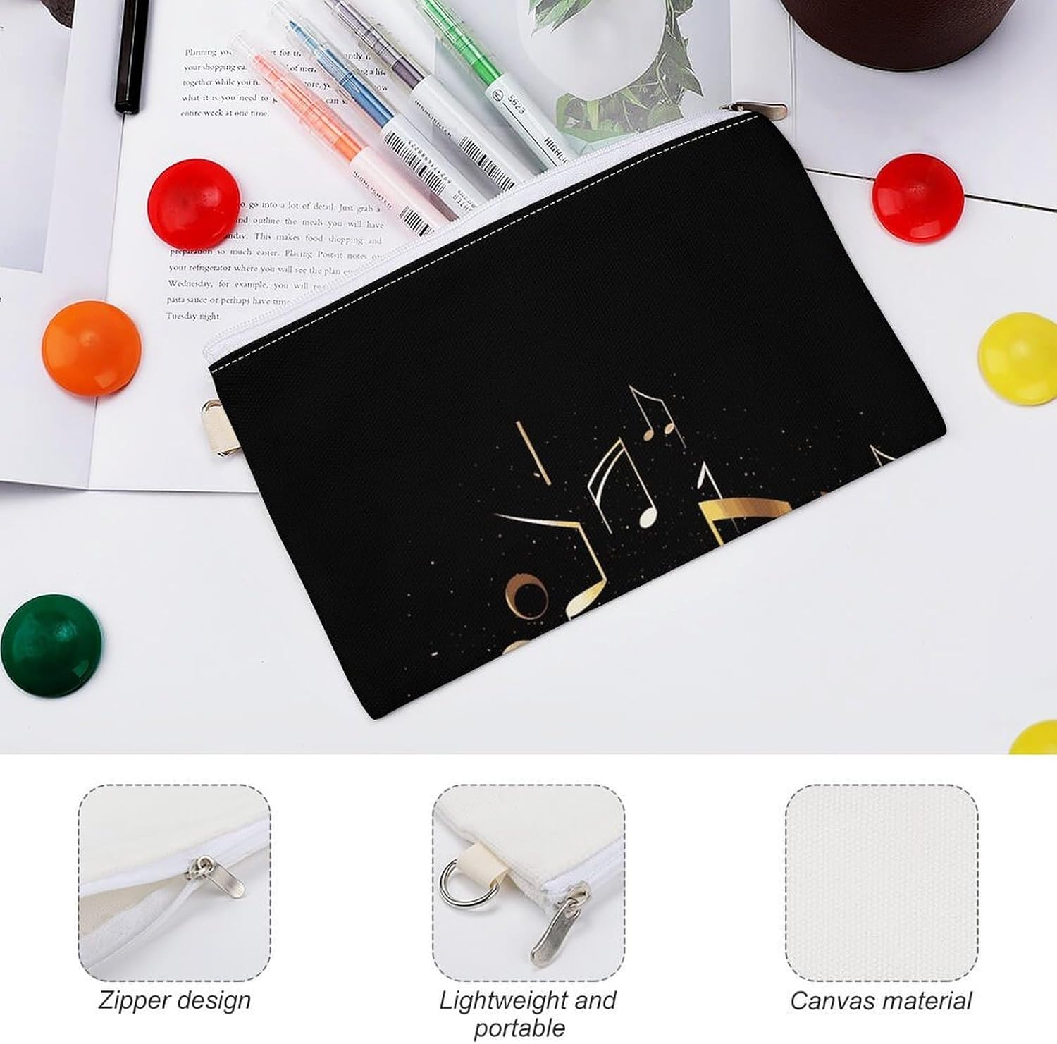 Novel Music Note Coin Purse Mini Coin Pocket Pouch Change Holder for Men Women Portable Change Wallet
