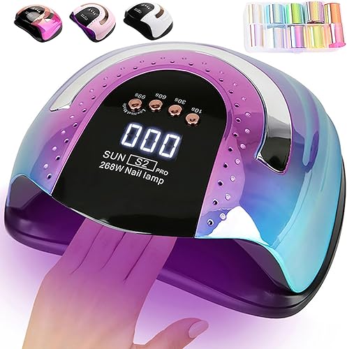 Miniatura 1 de Lámpara de uñas LED UV de 268 W, secador de uñas para esmalte de gel, luz profesional de uñas de salón con 57 cuentas de luz dual, 4 ajustes de