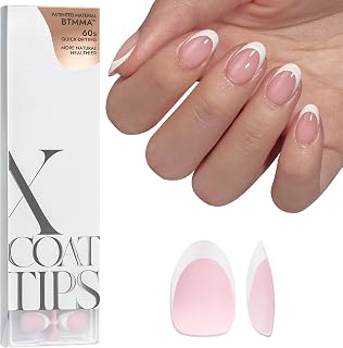 BTArtboxnails French Gel Nail Tips - French Tip Press on Nails Pink Extra Short Almond XCOATTIPS for Nail Extensions