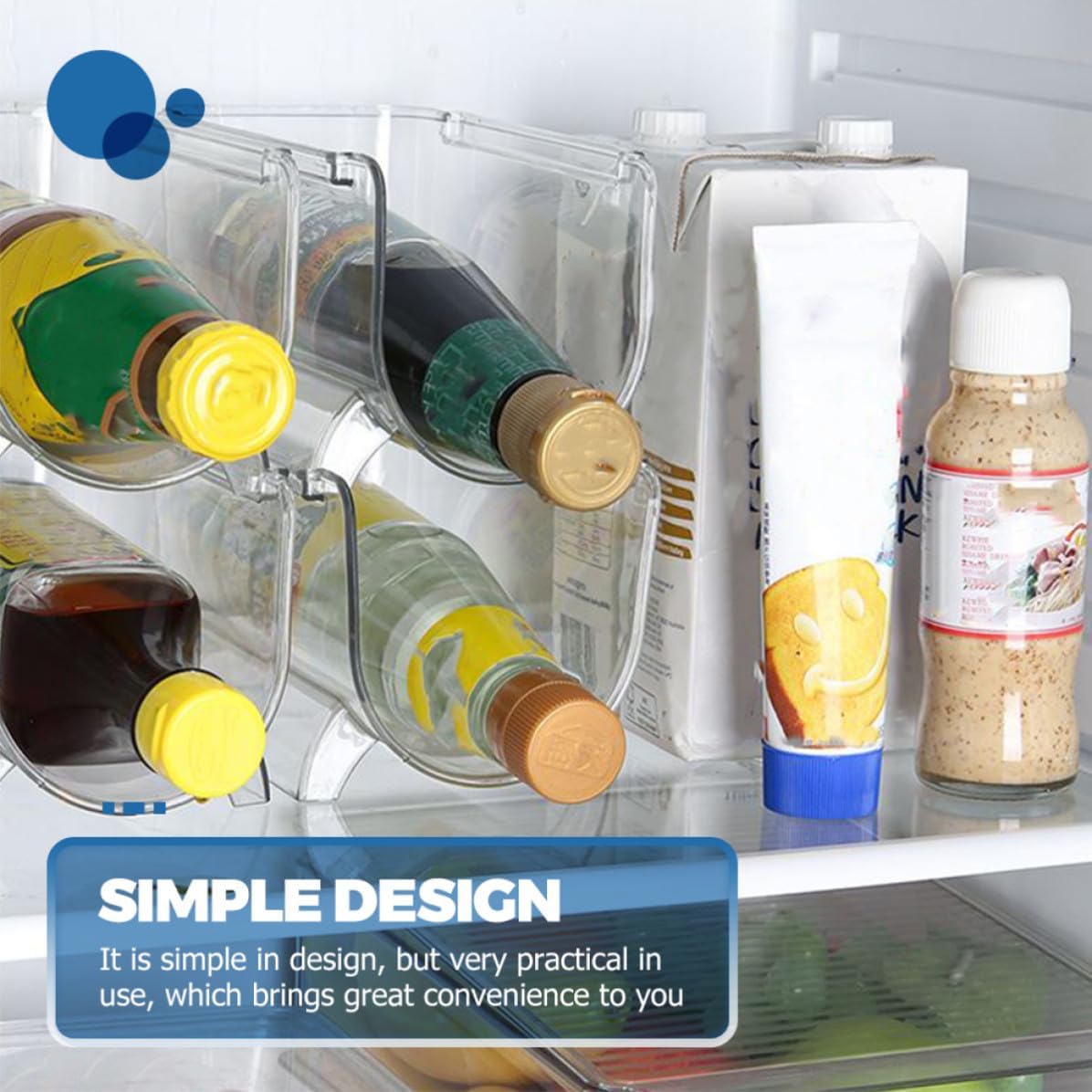 Wakauto 4pcs Water Bottle Organizer Holder for Cabinet and Wine Cellar, Pet Material Clean Minimalist Design, Resists Tilting and Falling for Kitchen and Pantry Storage