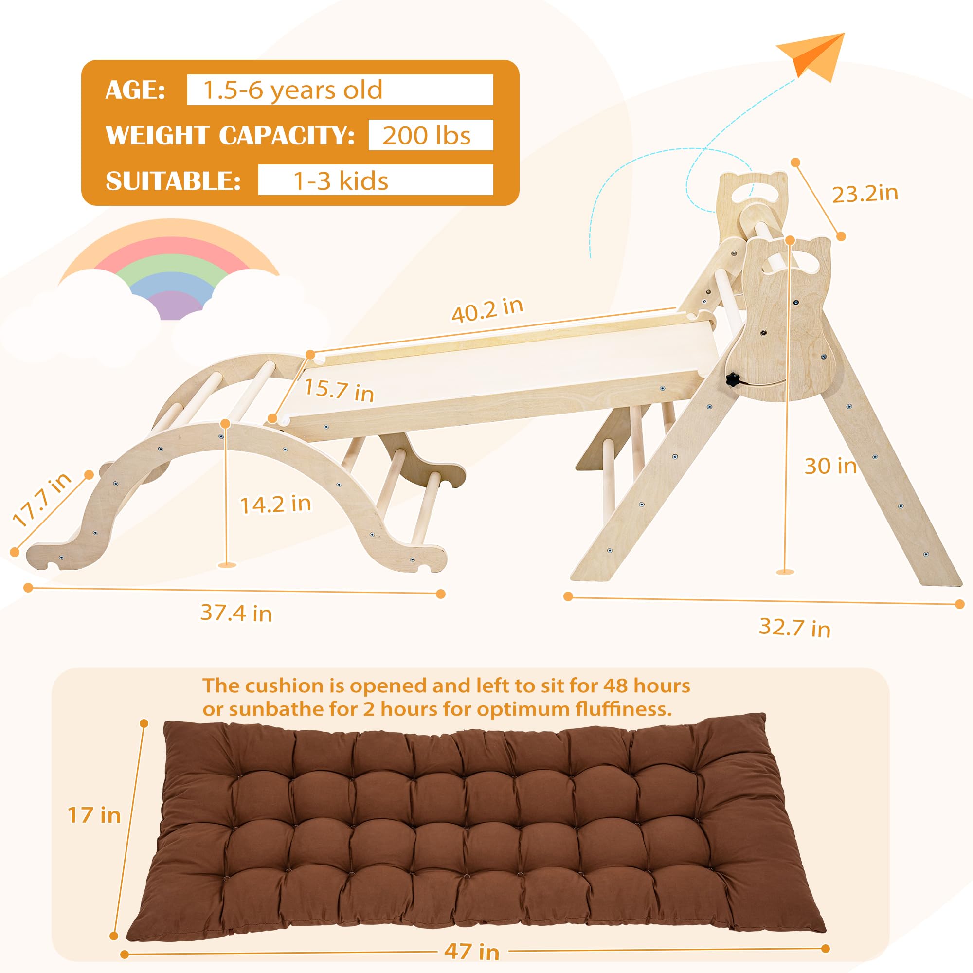 Amazon.com: NEOCOZY Pikler Triangle Set with Cushion, Arch and