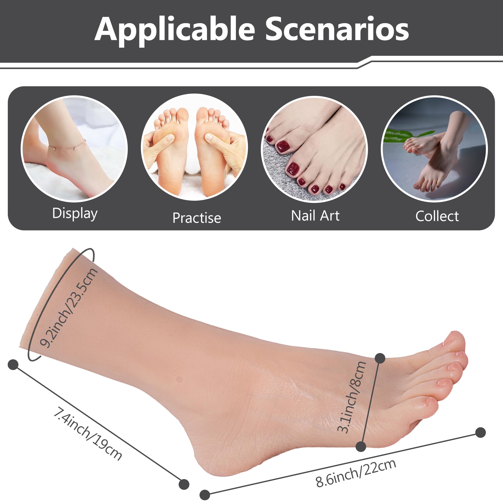 Mannequin de Pieds réalistes en Silicone, modèle féminin Grandeur Nature pour la présentation de Sandales et de Chaussettes, Accessoires de cinéma, positionnement Complet, Droit