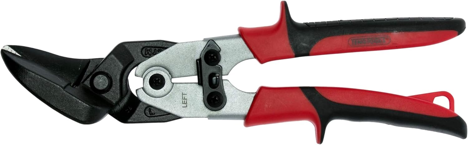 Teng Tools Aviation Tin Snips - Offset/Left Cut Regular Tin Cutting Shears - 494, Silver