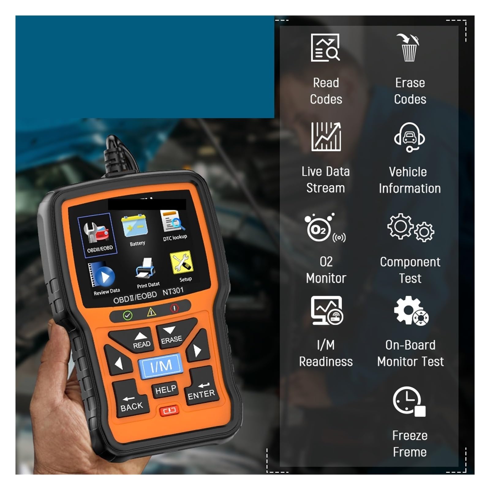 NT301 OBD2 Scanner Check Engine Code Reader Profesjonalny skaner samochodowy ODB2 Narzędzia diagnostyczne samochodów,Przyjazny dla użytkownika