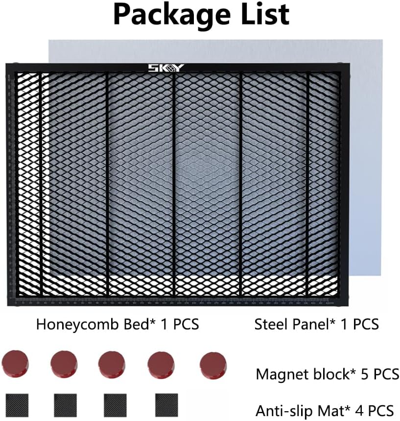Skouphy Honeycomb Laser Bed for Falcon A1 Laser Engraver with Aluminum Panel,Suction Magnets, Honeycomb Platform for Laser Engraving and Cutter Machine (18.1 * 13.6 in)