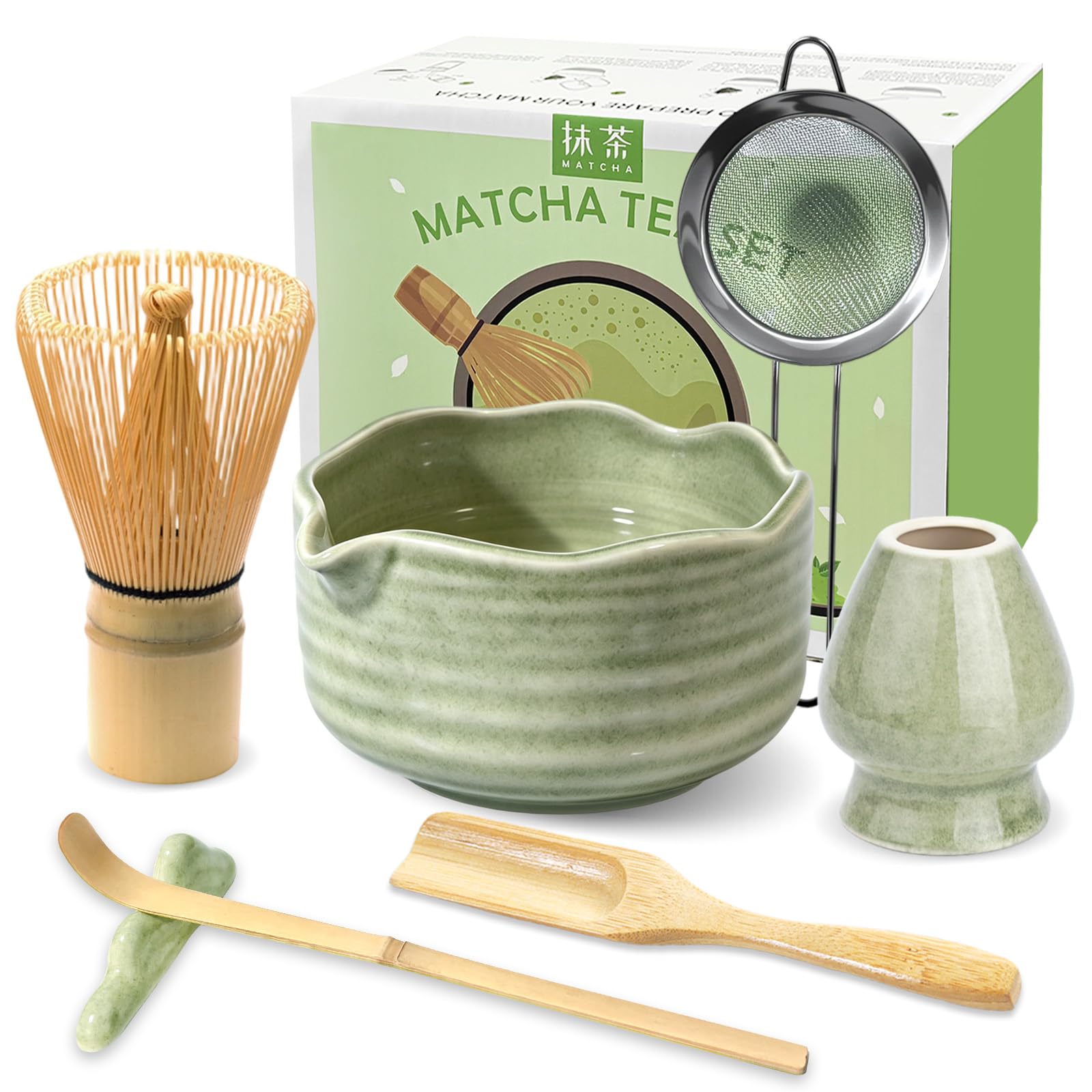 View 1 of JBER Matcha Set with Ceramic Bowl and Bamboo Whisk