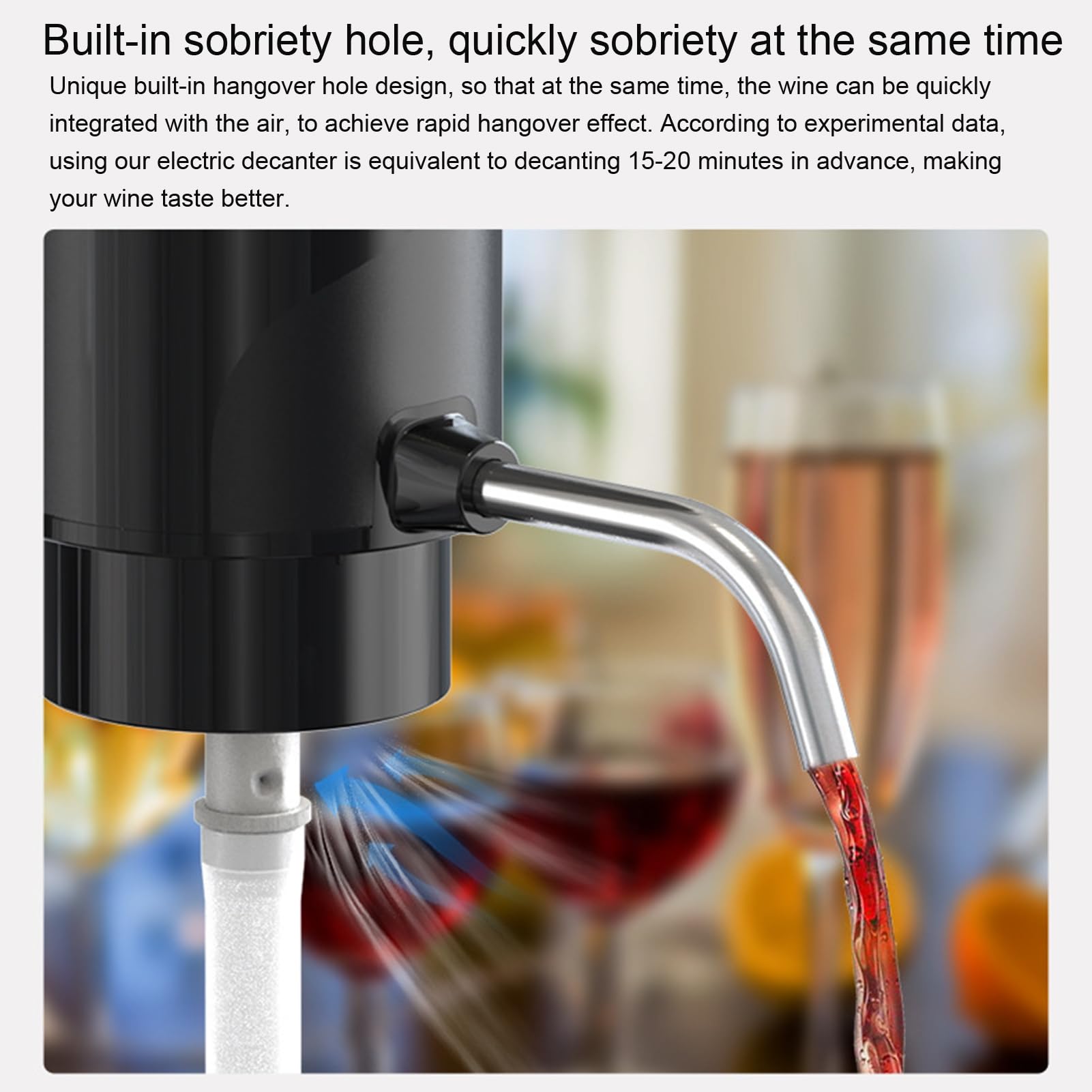 Aérateur De Vin Électrique Rechargeable One-Touch – Décanteur Intelligent Automatique USB – Parfait Pour Amateurs De Vin Rouge