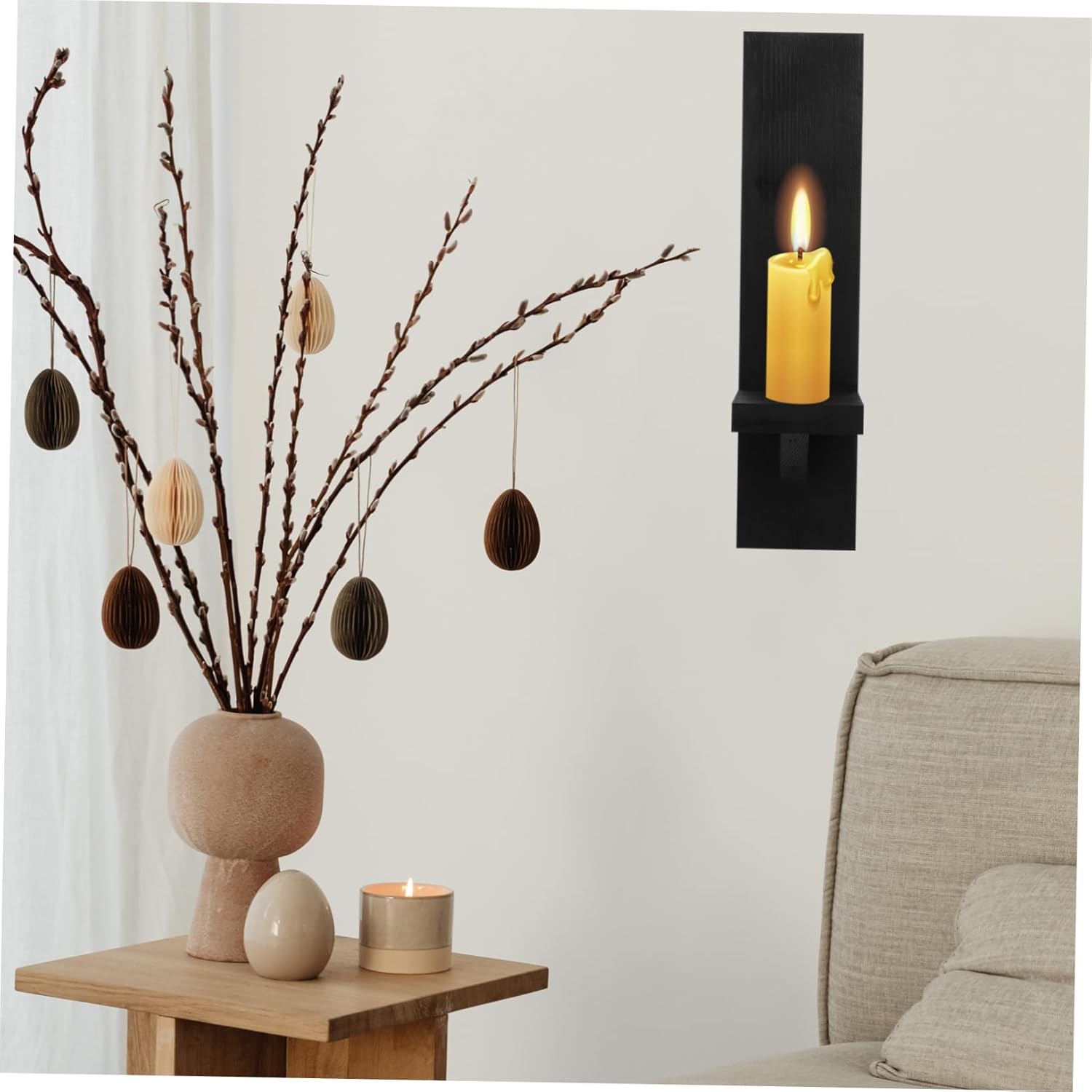 2pcs Farmhouse Wall Candle Holder Black Wooden Wall Sconces for Bedroom Dining Living Room for Hallway Entryway Handmade Gothic Style