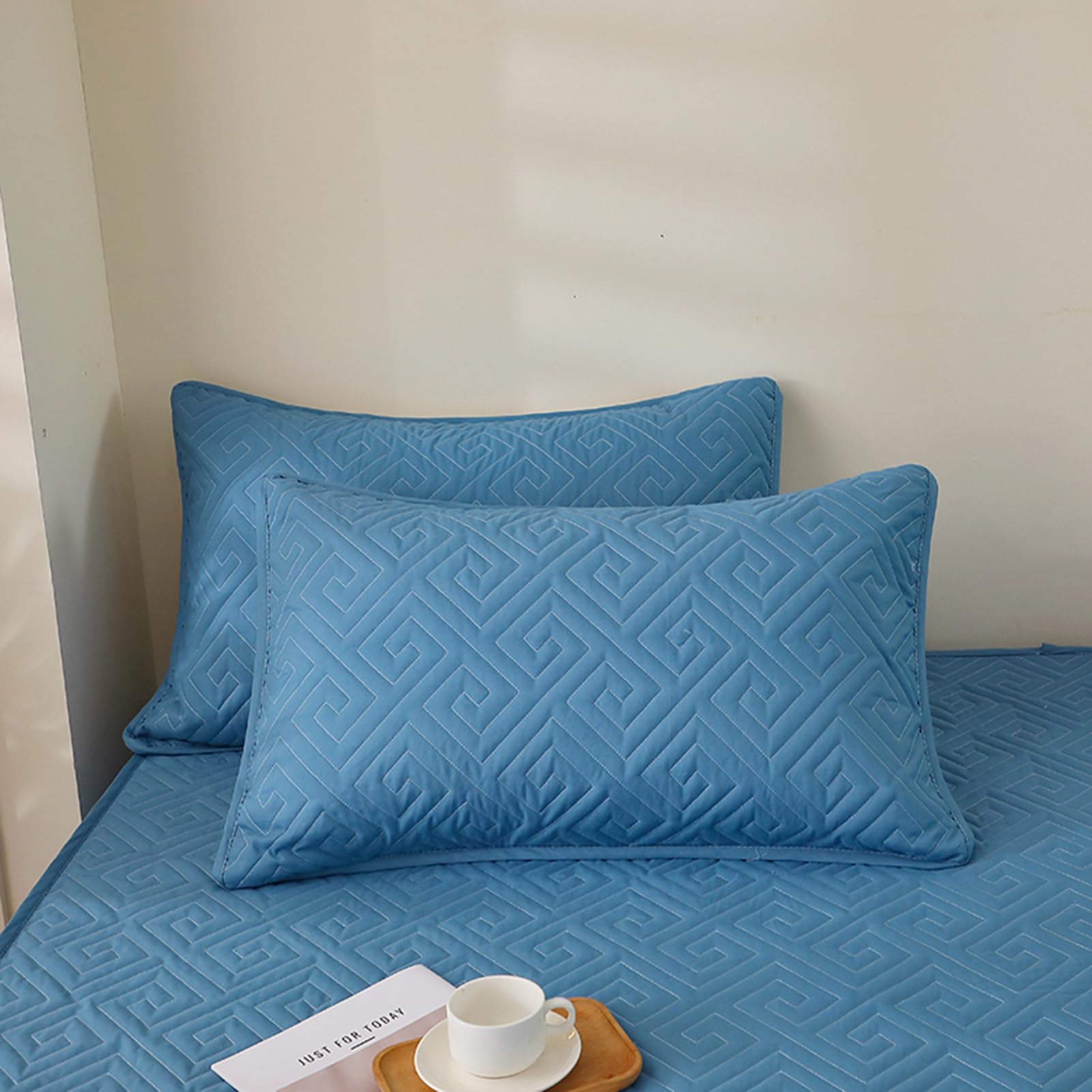 Sábana bajera ajustable impermeable con bolsillo profundo, transpirable, funda de colchón de cama (azul, 180 x 200 cm)
