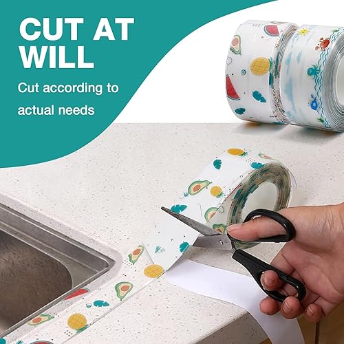 Miniatura 2 de Saihisday Tira de calafateo de esquina de 4 rollos, tira autoadhesiva de PVC, cinta de calafateo impermeable para cocina, baño, ducha, inodoro