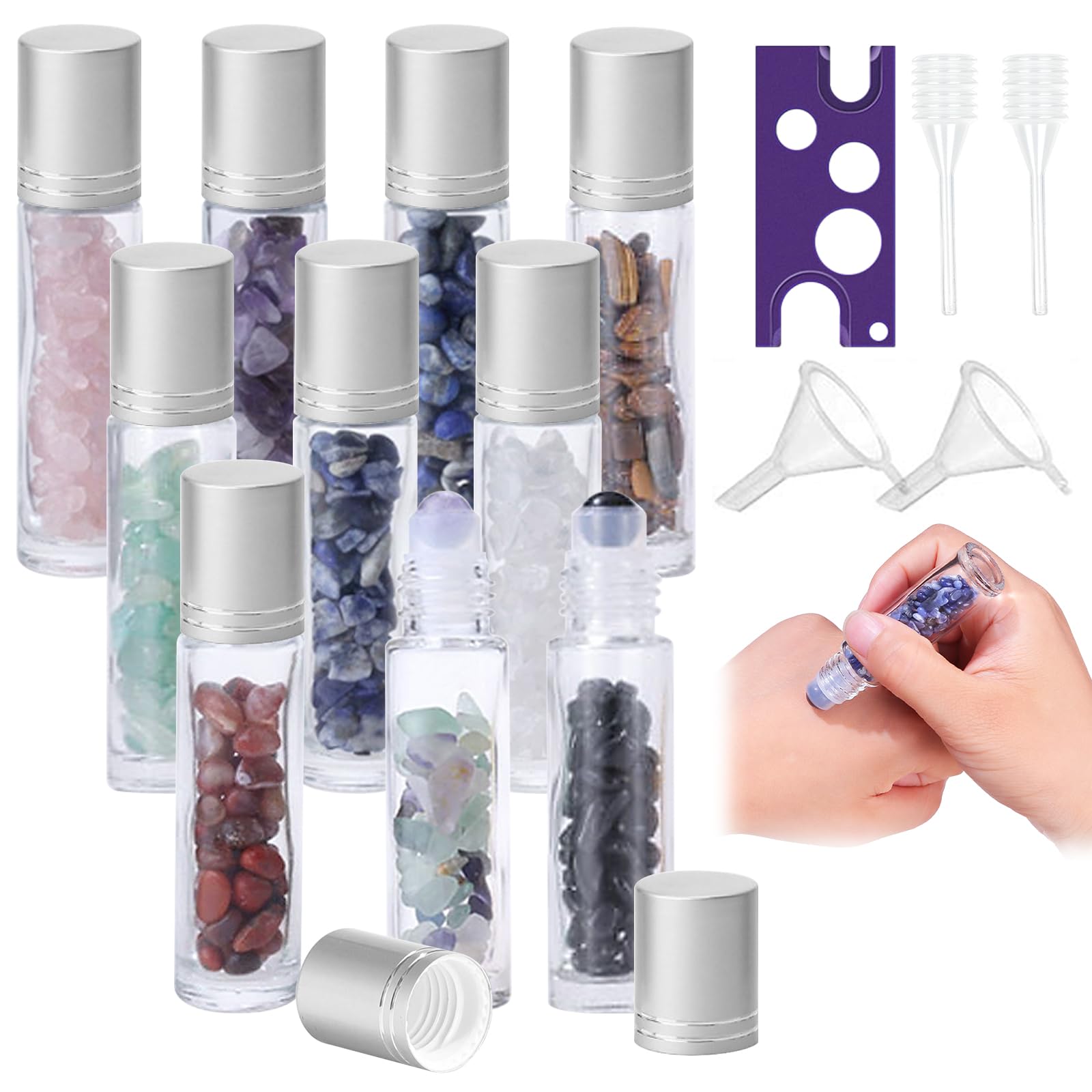 Roll on Vuoto per Oli Essenziali, 10 Pieces Roll on Vuoto, 10 Ml Bottiglie Di Olio Essenziale, Bottiglie Flaconcini Vuoti per Oli Essenziali, Roll on Bottiglie Di Profumo Vetro per Oli Essenziali
