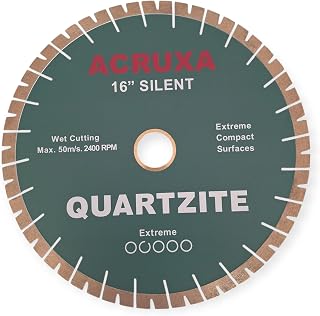 Quartzite 16" Green Saw for Precise, Clean cuts in Quartzite and Hard Granite. Diameter: 16". Thickness: 3.6 mm. Inner Diameter: 60/50 mm. Specially Designed for Bridge saws.