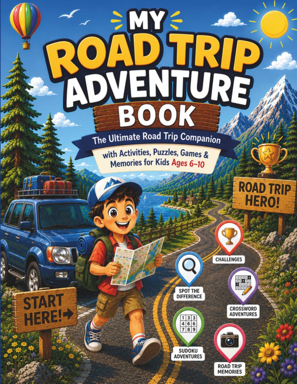 My Road Trip Adventure Book: The Ultimate Road Trip Companion for Kids Ages 6–10 with Activities, Puzzles, Games, Sudoku, Crosswords, Challenges & Travel Memories
