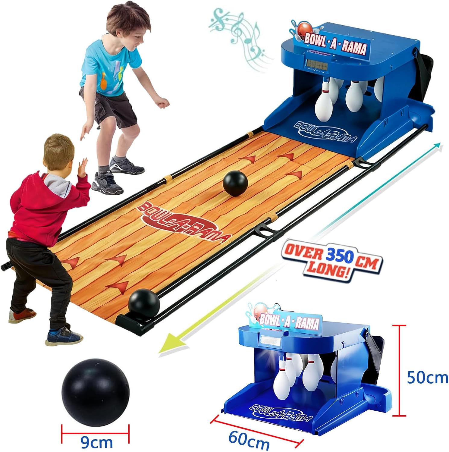 Home Bowling Alley Machine with Automatic Ball Return & LED Scoreboard Foldable Bowling Set for Kids & Adults Portable 2 Player Game with Sound Effects 3.5m/11.48ft
