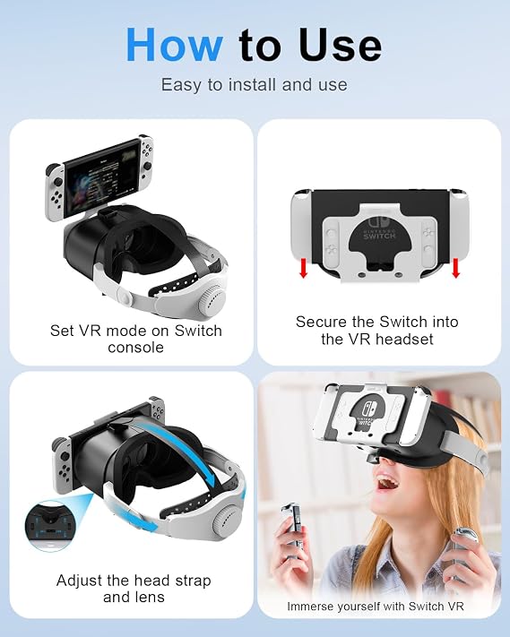 ترقية VR سماعة لنينتندو التبديل، تبديل OLED نموذج نظارات الواقع الافتراضي مع عدسات HD قابل للتعديل وحزام الرأس، Labo VR كيت نظارات 3 D التبعي