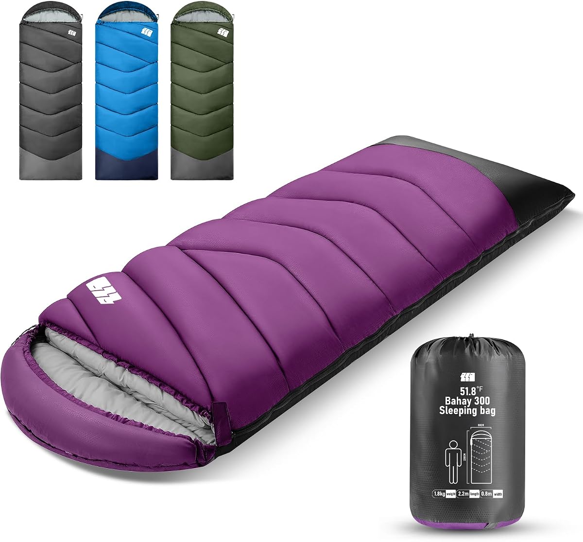 Sacos de dormir para adultos y adolescentes, saco de dormir para acampar de 4 estaciones, impermeable, equipo de mochilero lavable a máquina para clima frío, tienda de campaña al aire libre, senderismo, caza, con saco de compresión, 86,6 x 31,5