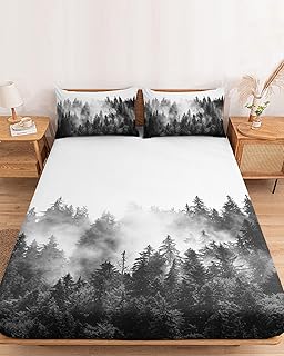 Abstract Misty Forest Twin Fitted Sheets Deep Pocket Up to 16