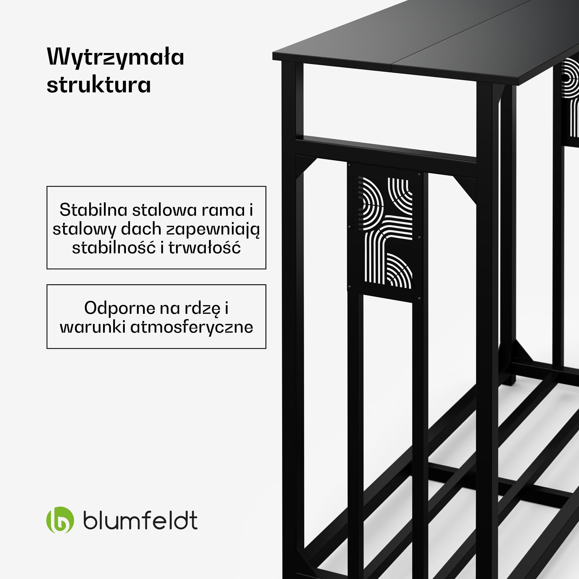 Blumfeldt Valdivian Stojak na drewno kominkowe – 2,3 m³ metalowy stojak z stalowym dachem i osłoną przeciwdeszczową, Solidny magazyn na drewno wewnątrz, Odporny na warunki, W zestawie torba na