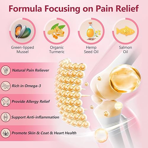 Miniatura 3 de Glucosamina para perros, suplemento articular para perros, condroitina, MSM, cáñamo, cúrcuma, Omega 3 para aliviar el dolor y la salud de la piel,