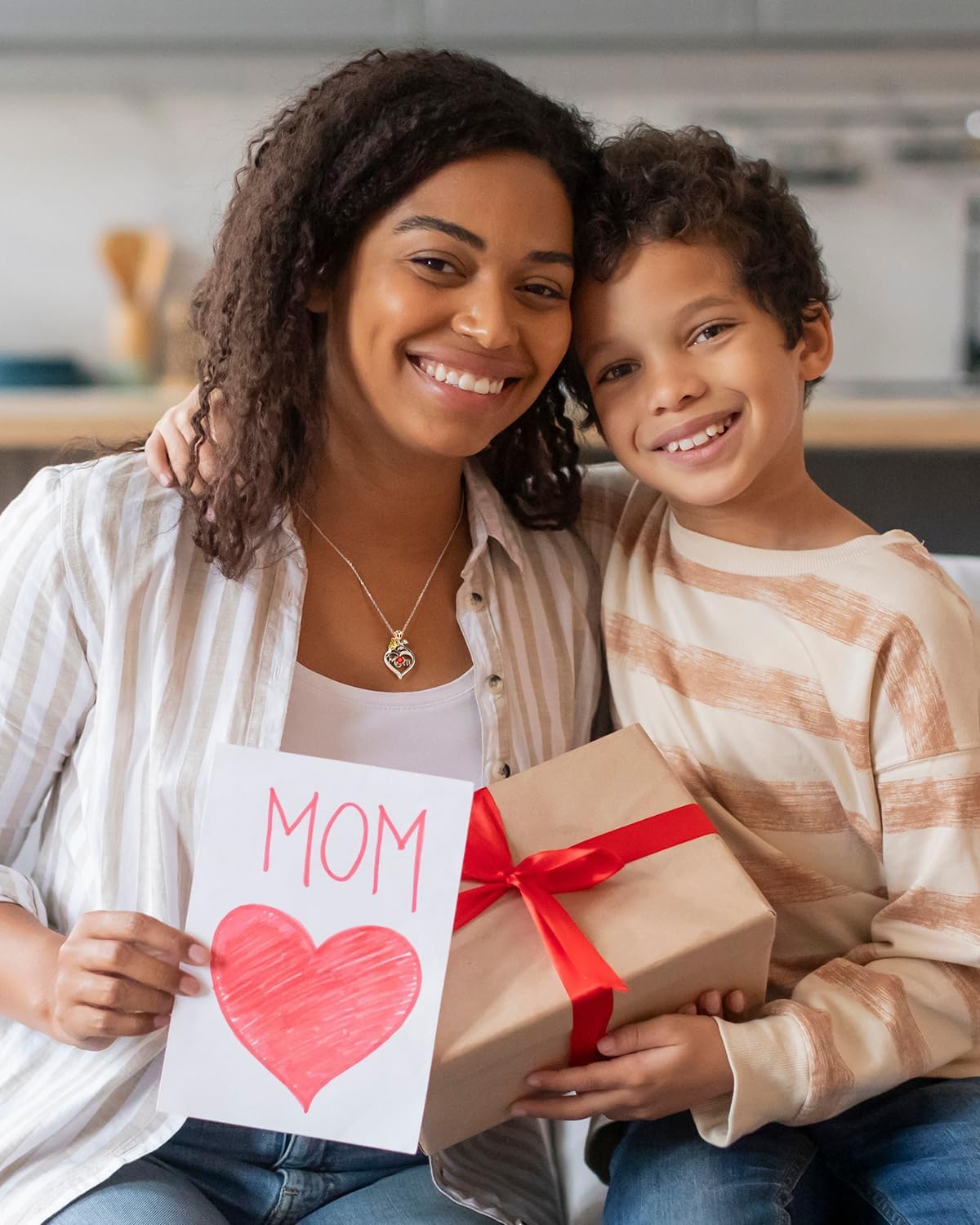 Mom Birthstone Silver Necklace Genuine 925 Sterling Silver Mothers Day Mama Necklace Jewelry Gifts Rose Heart Dainty Pendant Birthday Gifts for Women Wife Mom from Daughter Son - Image 4