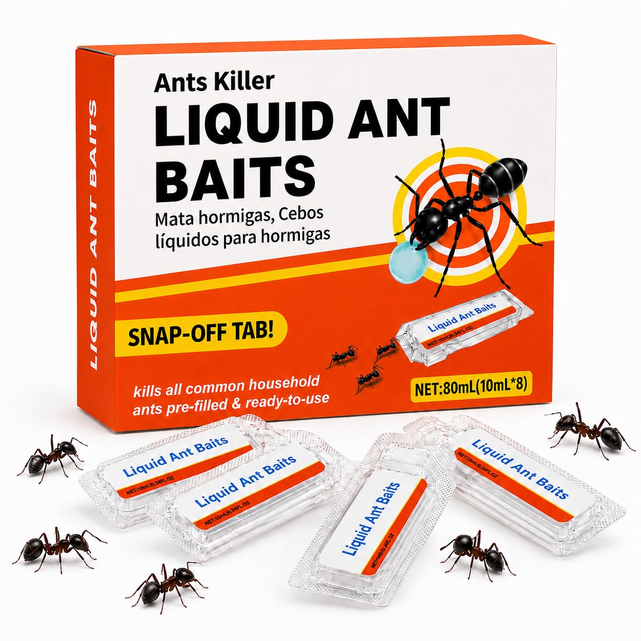 Ant Bait Stations, 8 Pack Ant Traps Indoor & Outdoor, Pre-Filled Ant Monitoring Stations for Home, Kitchen, Pantry and Garden, Easy Placement & Clean Design