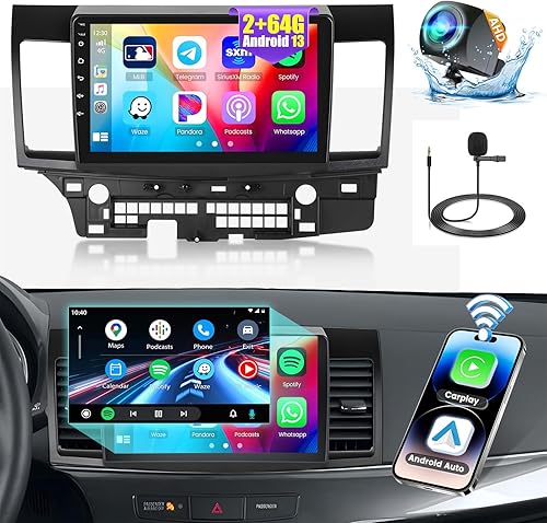Miniatura 8 de Para radio Mitsubishi Lancer 2007-2012, Apple CarPlay Android 11 Car Stereo con Android Auto pantalla táctil de 10.1 pulgadas, receptor de audio