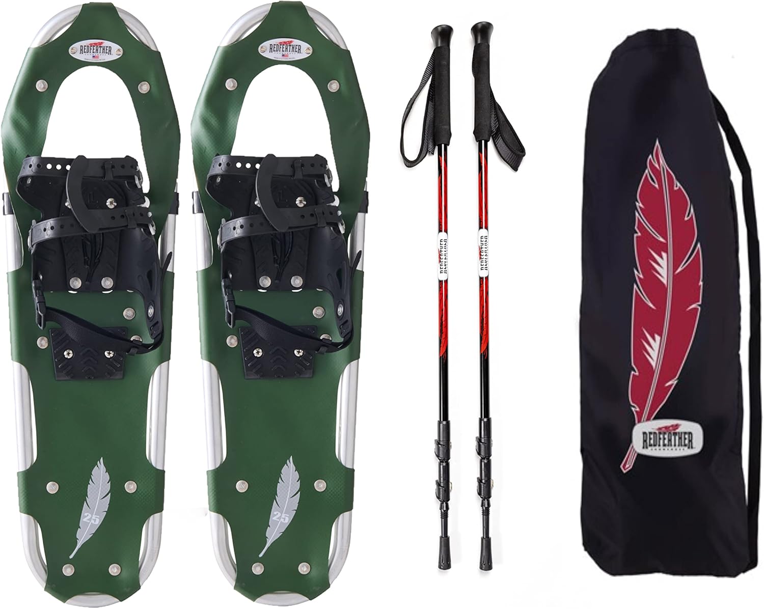 Redfeather Sport Snowshoes Kit with Trekking Poles and Carry Case for Men and Women