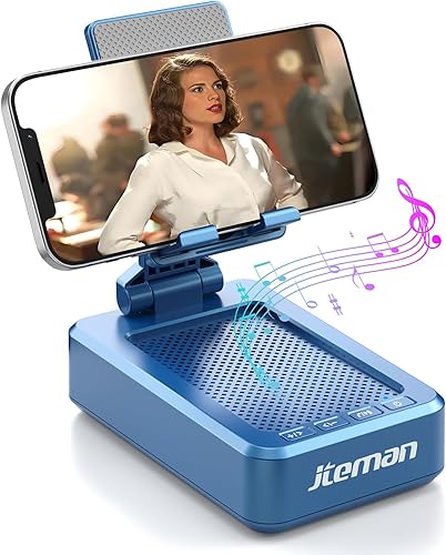 Miniatura 15 de Soporte para teléfono celular con altavoz Bluetooth inalámbrico y base antideslizante, sonido envolvente HD, perfecto para el hogar y al aire libre