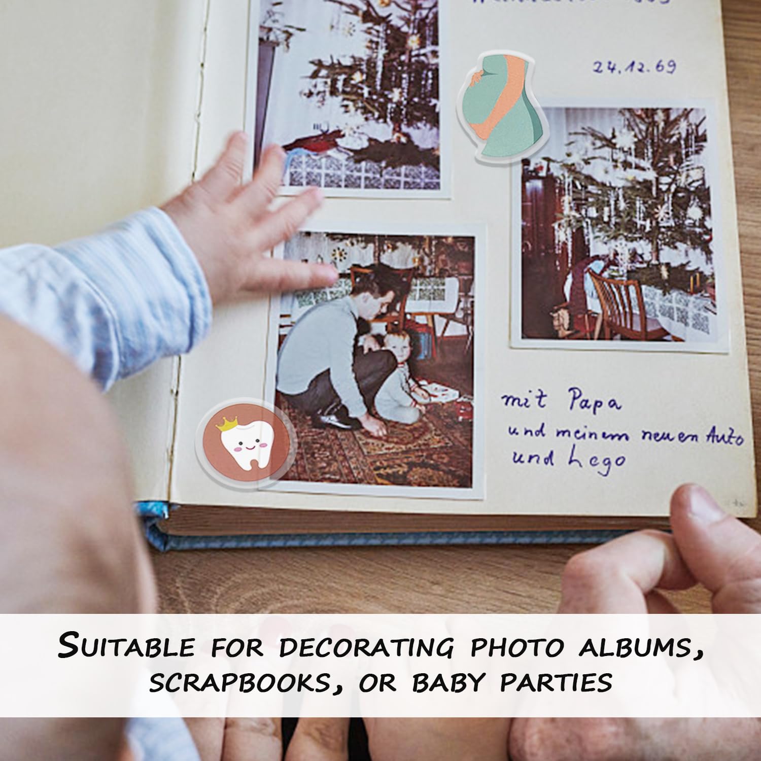 Adesivi Per Album Bambini - 8 Fogli, 220 Pezzi, Tema Neonato, PVC Trasparente, Per Scrapbooking E Decorazioni - Foto 9