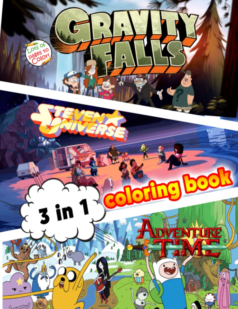 Buy 3 in 1 Coloring Book Gravity Falls Adventure Time Steven Universe