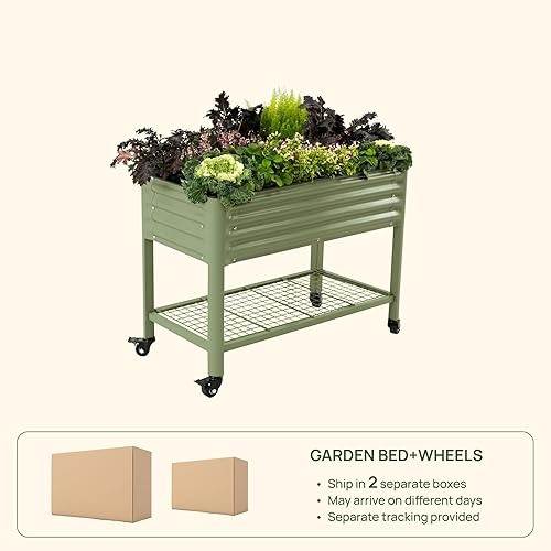 Miniatura 7 de Rolling Elevated Raised Garden Bed-V Series, 2' x 4' Garden Beds with Legs & Storage Rack for Patio & Porch, 700 Lbs Weight Capacity, Outdoor