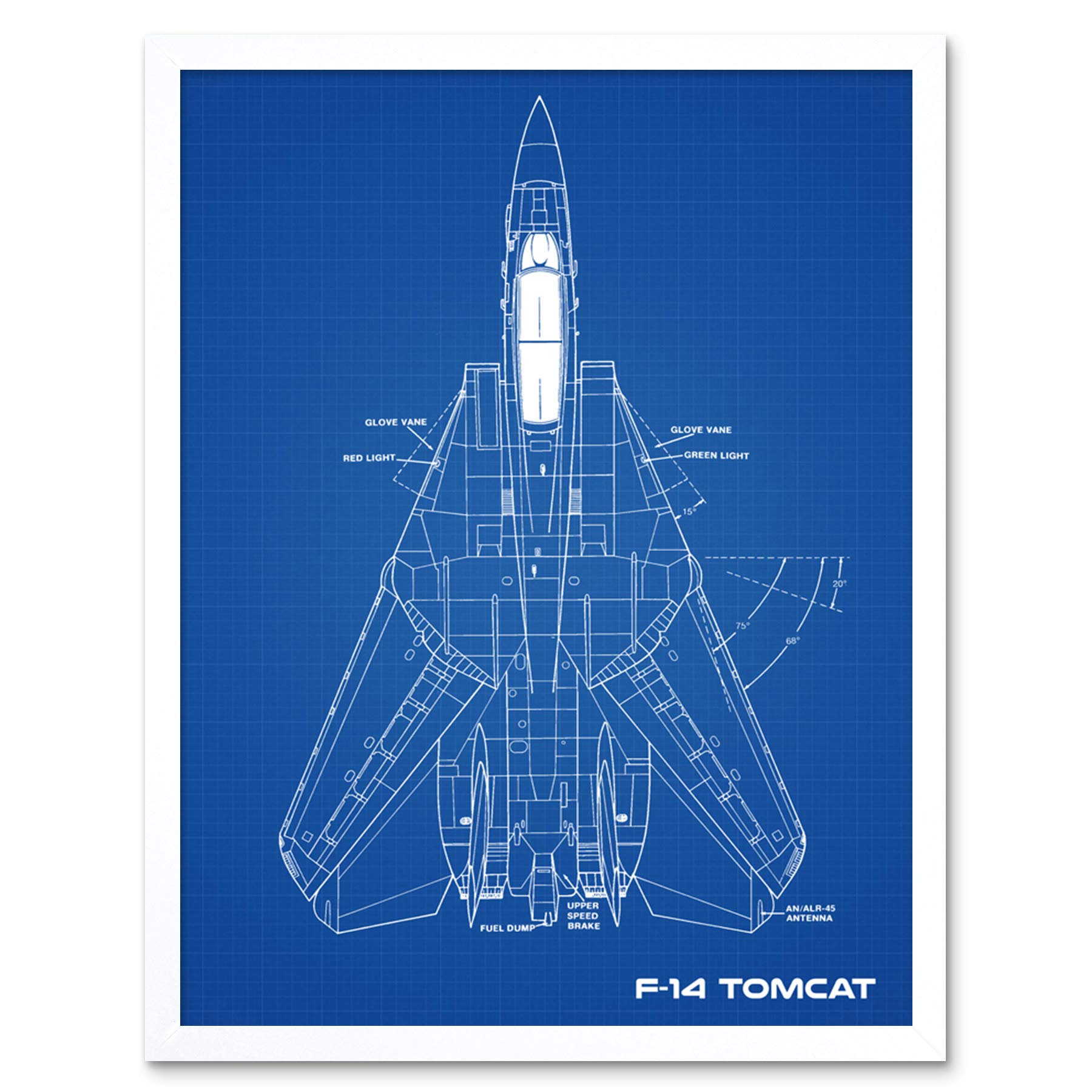 Artery8 Grumman F-14 Tomcat US Fighter Aicraft Blueprint Plan Art Print Framed Poster Wall Decor 12x16 inch