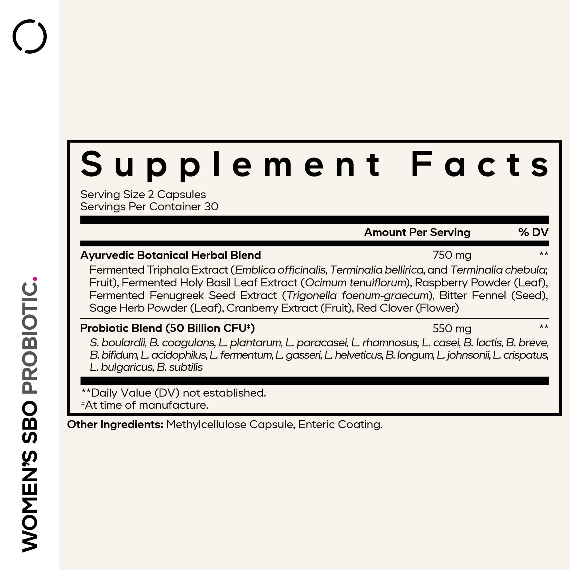 Codeage Women’s Probiotics Supplement - 50 Billion CFUs - SBO Probiotics & Prebiotics - Cranberries - Feminine Health - Fermented Botanical Blend, Whole Food Supplement - Vegan, Non-GMO - 60 Capsules — Amazon image 2