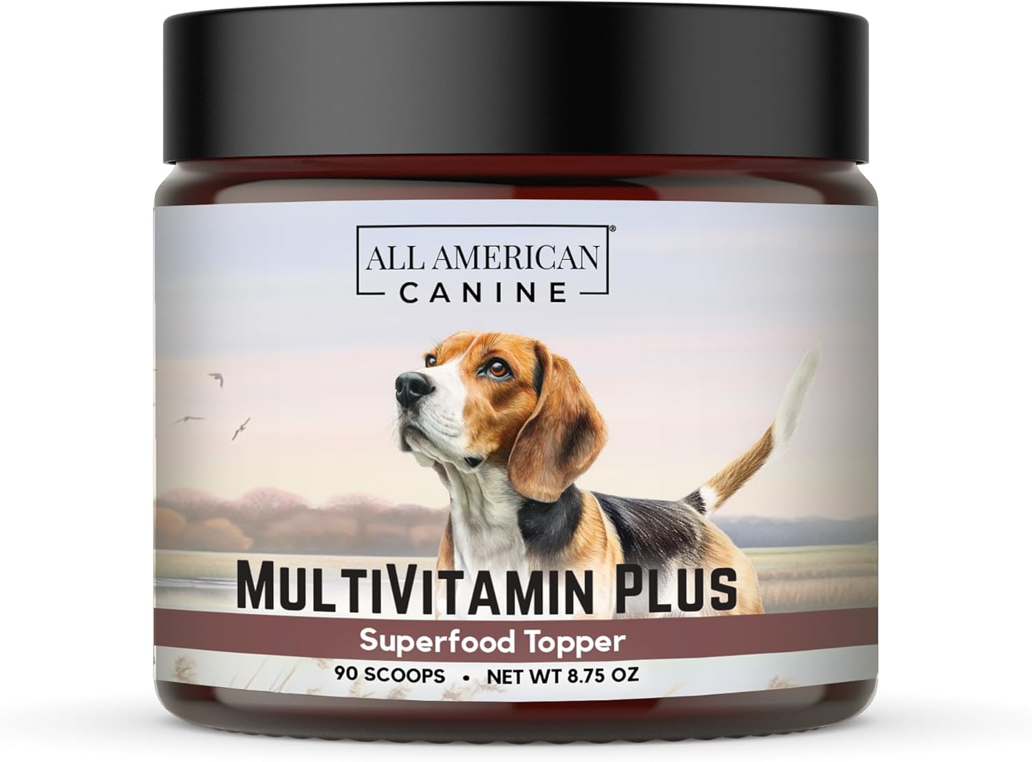 All American Canine Multivitamin Powder - Glucosamine & Chondroitin for Joint Health, Digestive Enzymes & Probiotics for Immunity, Skin & Coat, Beef Flavor 90 Servings