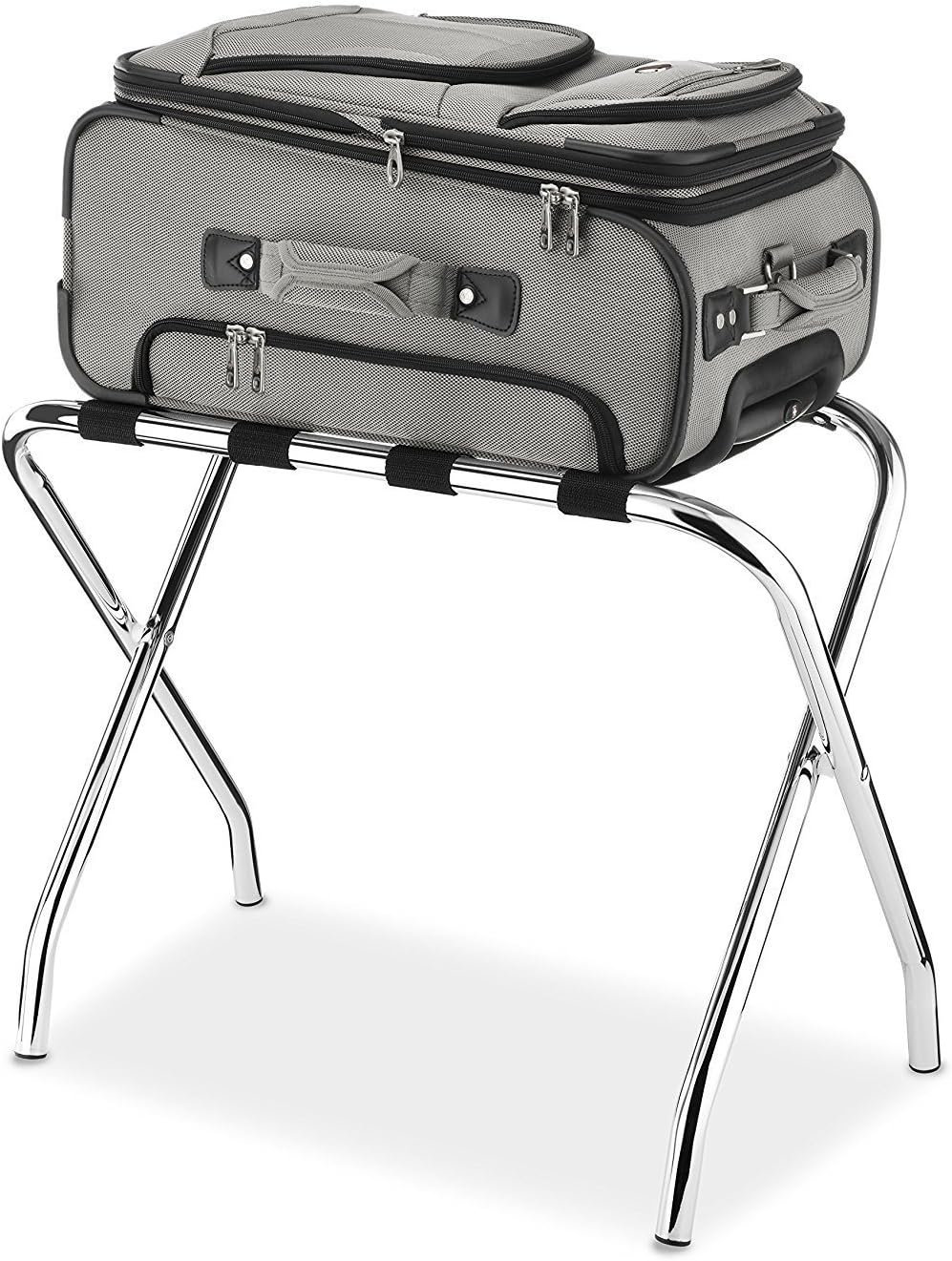 2 Pack-Folding Chrome Stainless Steel Luggage Rack Without Back