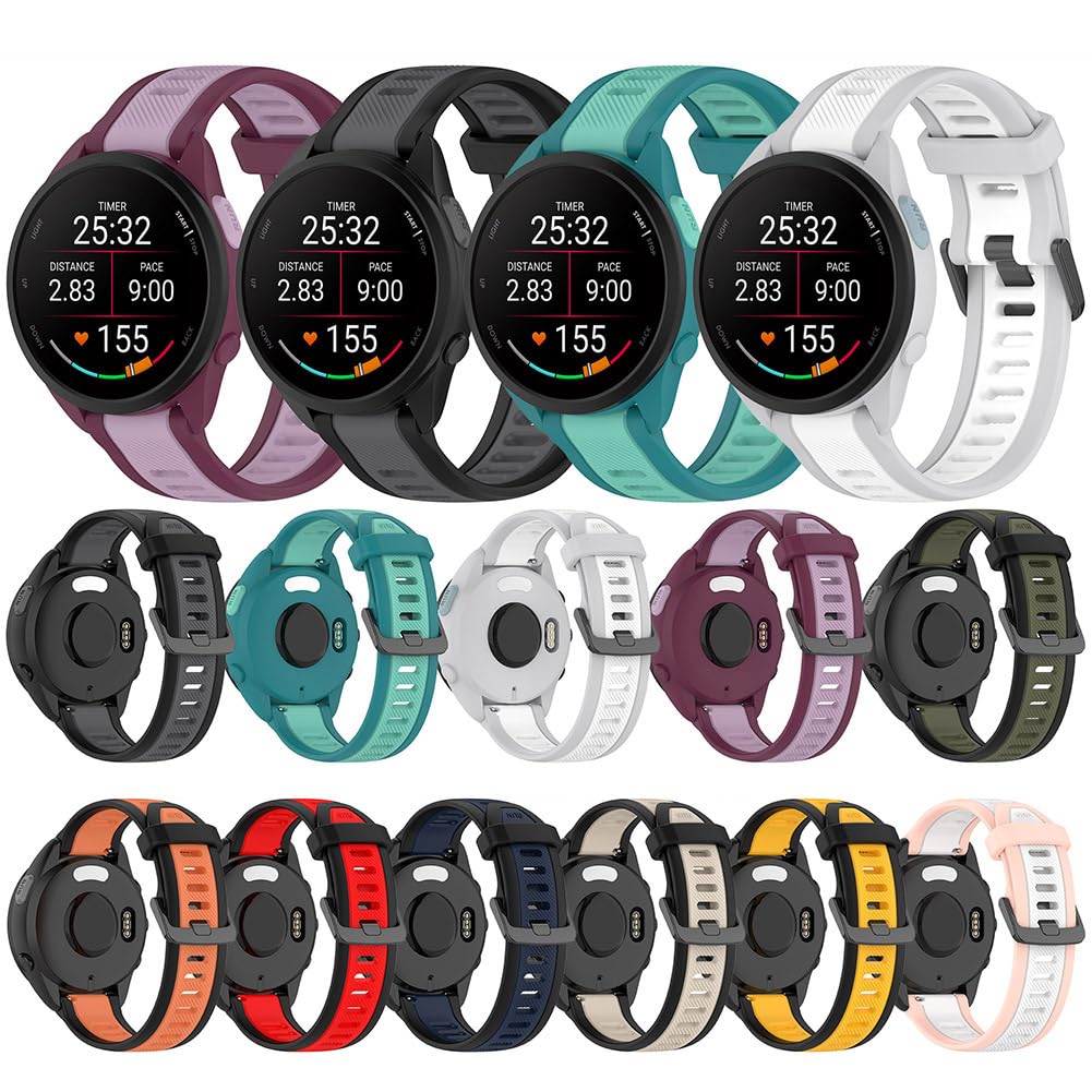 Paski kompatybilne z zegarkiem Garmin Forerunner 165/165 music/Forerunner 168/168 music, zapasowy pasek do Vivoactive 5, sportowy pasek, miękki silikonowy pasek na nadgarstek, metalowa