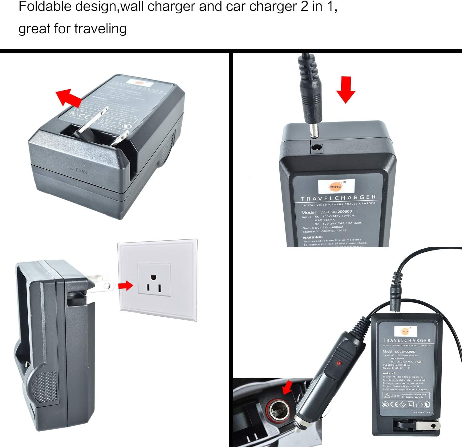 DSTE Replacement for 2X BXM-10 Li-ion Battery + DC175 Travel and Car Charger Adapter Compatible XiaoYi YI-M1 Mirrorless Camera
