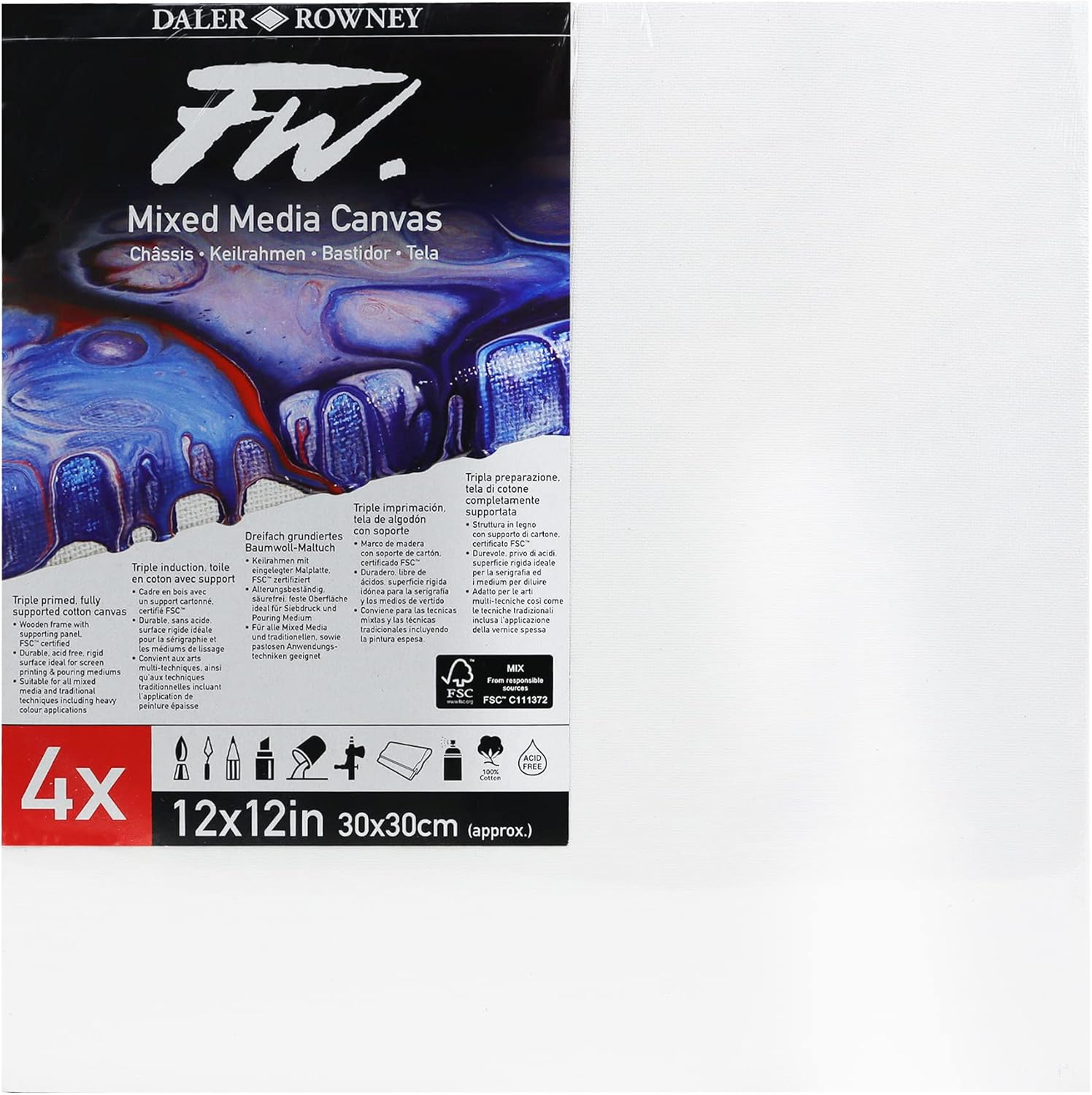 FW Mixed Media Keilrahmen 4er Pack - 30 x 30 cm / 12 x 12"