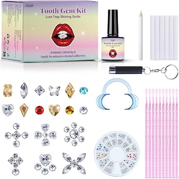 Tooth Gem Kit, DIY Tooth Gems, Sparkling Tooth Gems with 120 Crystals for Teeth Decor, Diamond Crystal Tooth Jewelry for Teeth Women Bling Style B