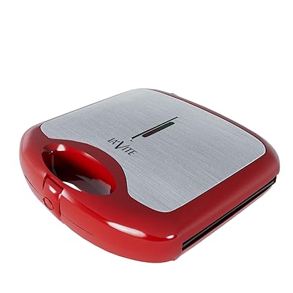 LA' VITE Sandwich Maker Non-Stick Coated Plates, Cool Touch Handle 750 W, Red (Free E-Book to Download)