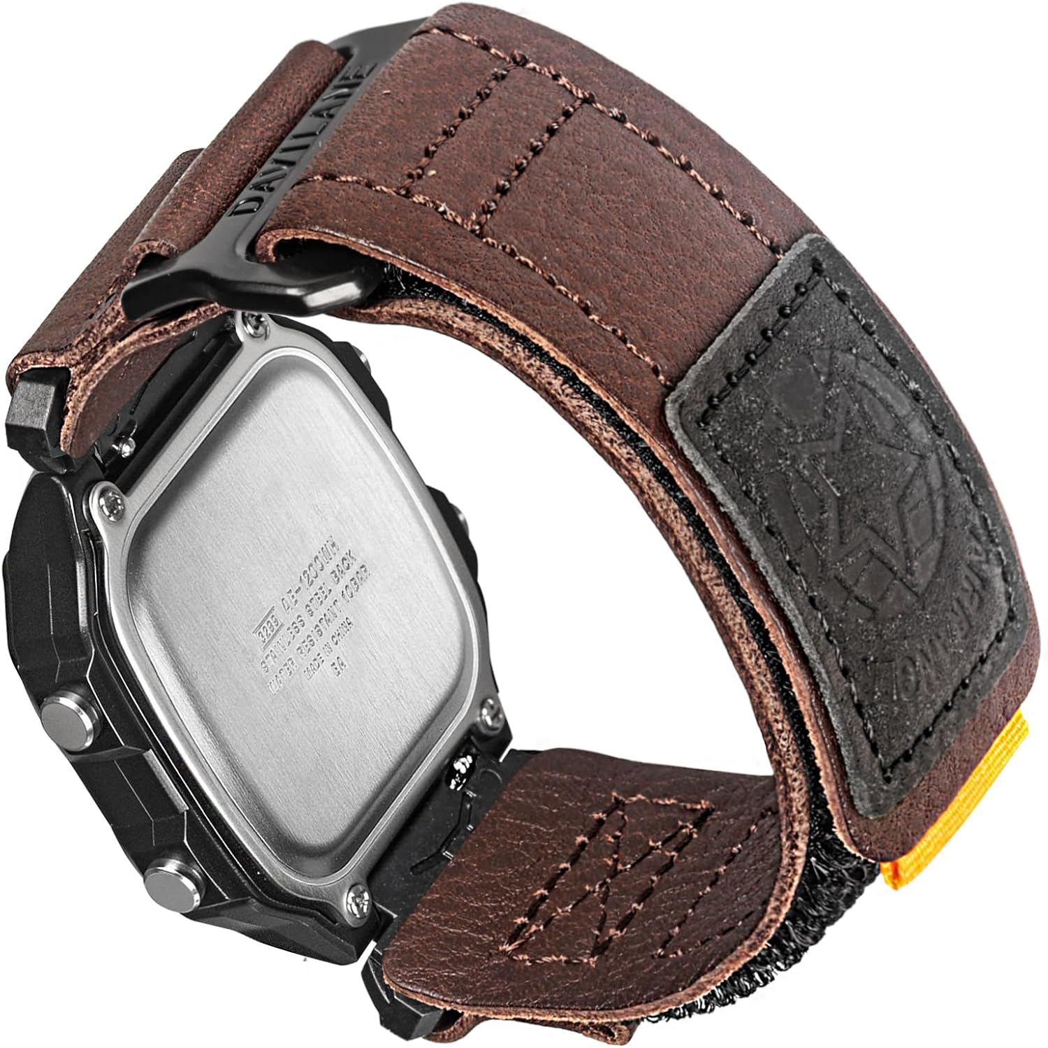 18mm Genuine Leather Watch Band Compatible with G-Shock AE-1200/AE-1000W/1100W/AE-1300, W-735H/W-216H/218H W-219H/F-91W/F-94W/F-105W, Adjustable Secure Fit Hook & Loop Sport Watch Strap for Men