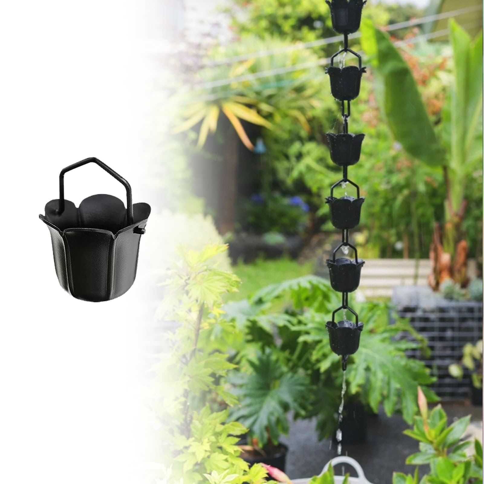 YNBSHGAA Heavy Duty Trench Drain Rain Chain, Durable Eaves Drainage System Alternative Downspout for Efficient Water Flow Management,size_name-4.5m (14.8ft)