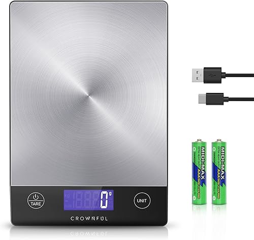 Miniatura 6 de CROWNFUL Mini refrigerador y calentador de 4 litros (blanco) y báscula de cocina de alimentos recargable de 33 libras