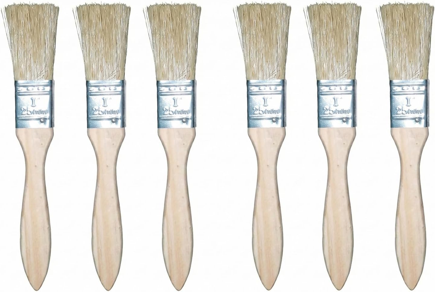6 Pack 1 Inch Chip Paint Brushes Low Shedding Nylon Bristles with Wood Handles Durable Utility Flat Brushes for Stains, Varnish, Glue, Gesso, and Crafts