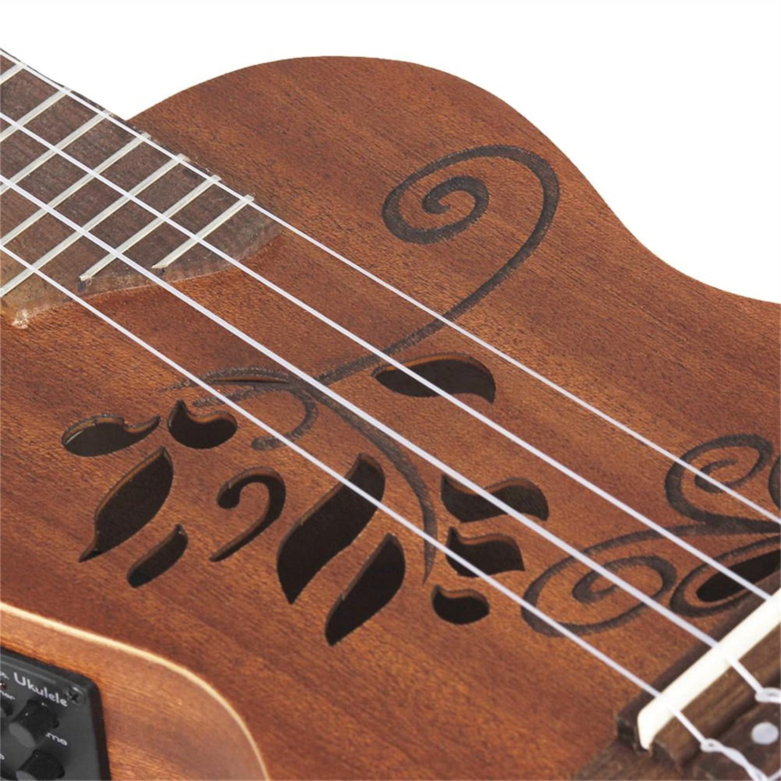 24 Pollici Ukulele Sapele Legno Hollow Scolpito con LCD EQ. Display di Sintonizzazione Strings Strings Strings Strumento Musicale Ukulele Hawaiano