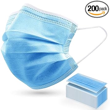 ESOLOM Breathable Non-Woven and Safety Respirator 3-Ply Disposable Face Mask with Ear Loop (Blue) - 200 Pieces